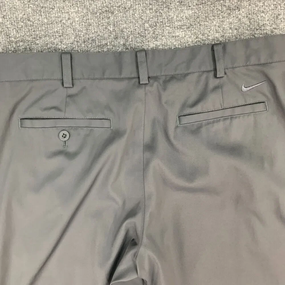 Nike Golf Pants Mens 34 Gray Flat Front Dri Fit Tech Sweat Wicking Stretch Chino